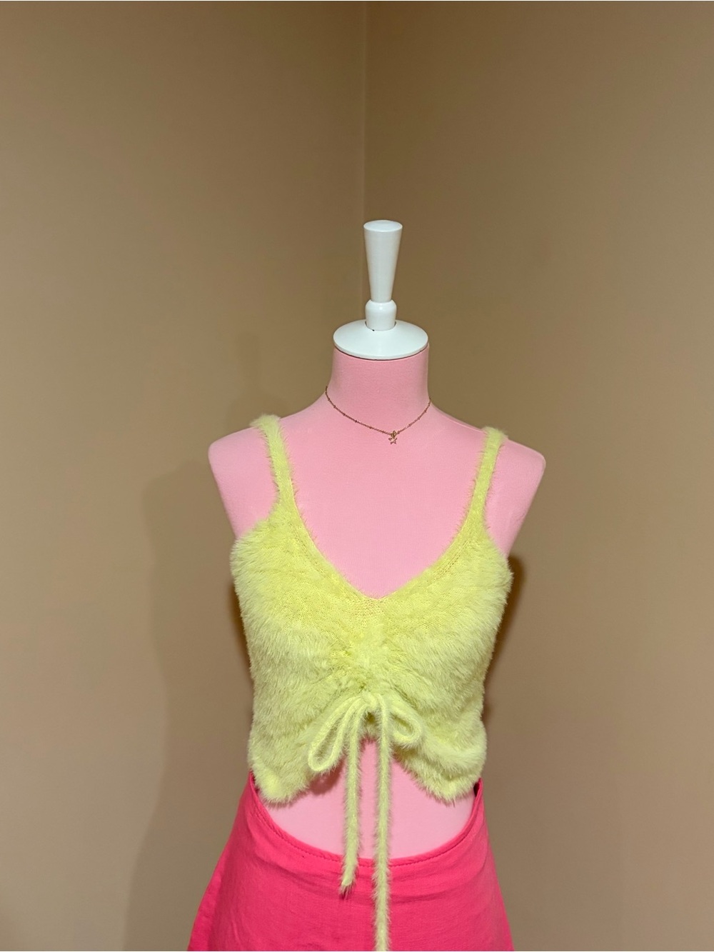 wild fable Fuzzy Tie-Front Crop Top in Pale Yellow